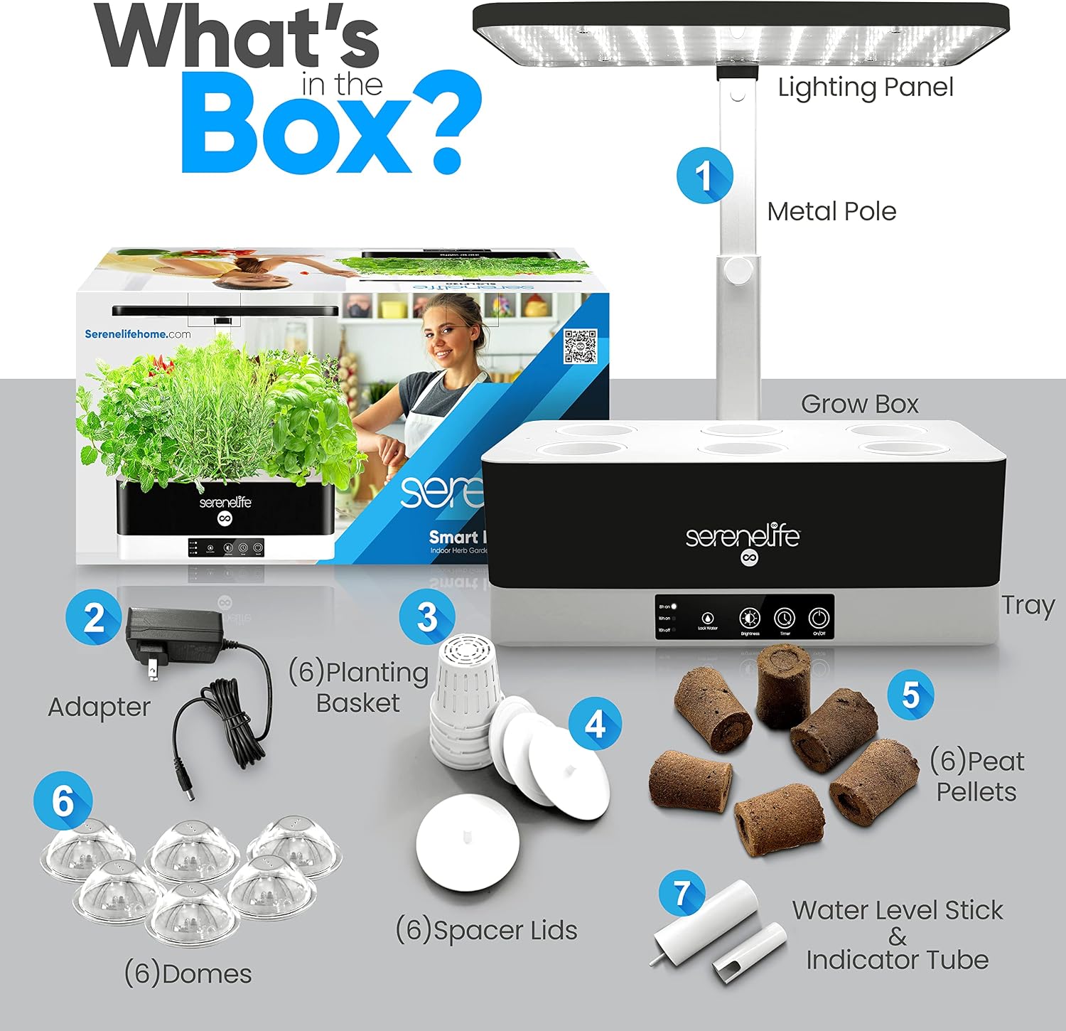 SereneLife Smart Indoor Garden - Hydroponic Herb Garden with 4000K Grow Lights Panel, Control Panel Settings, Water