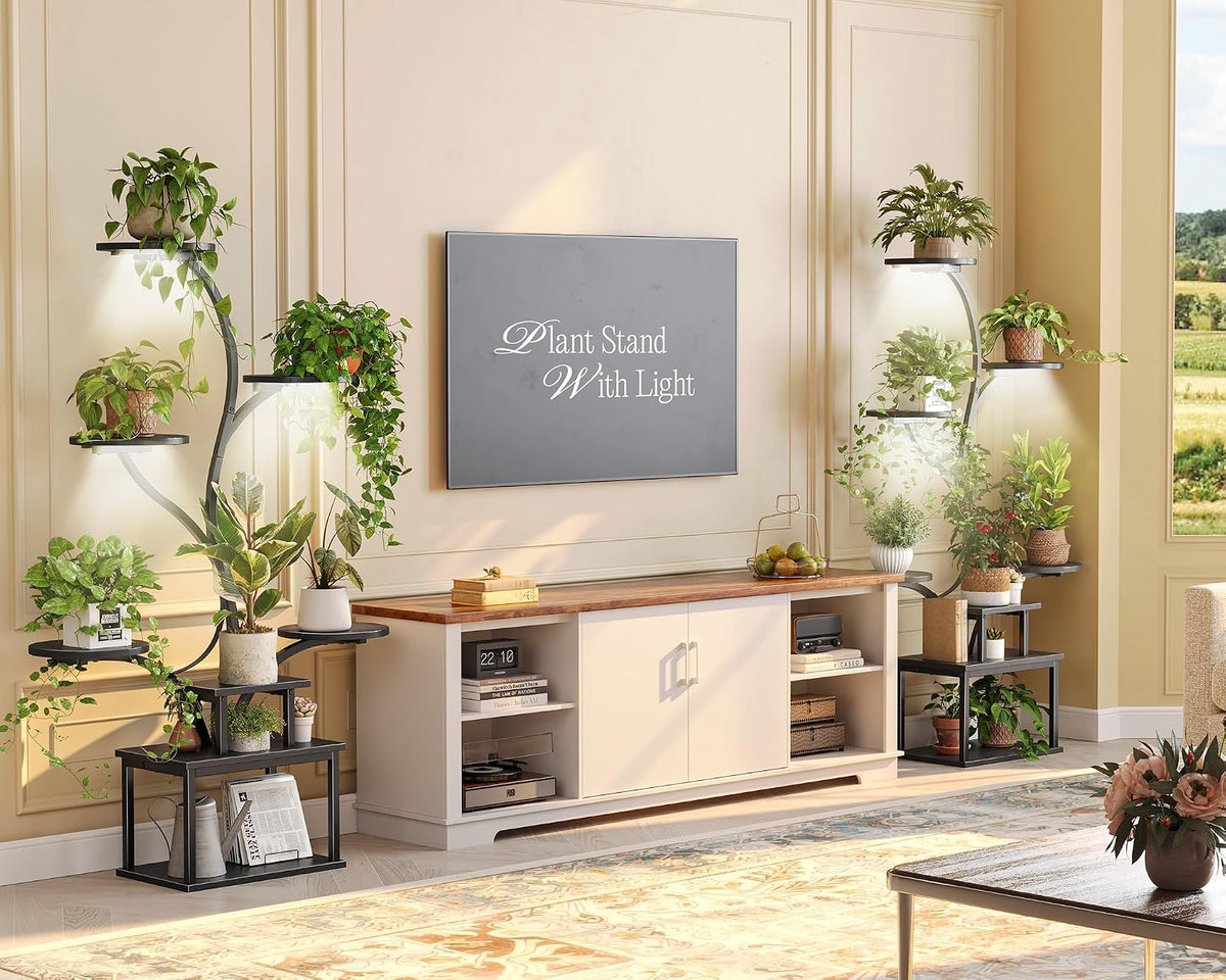 51 Inch Plant Stand with Grow Lights, 8 Tiered Indoor Plant Shelf | Corner Plant Rack with Larger Flower Holder