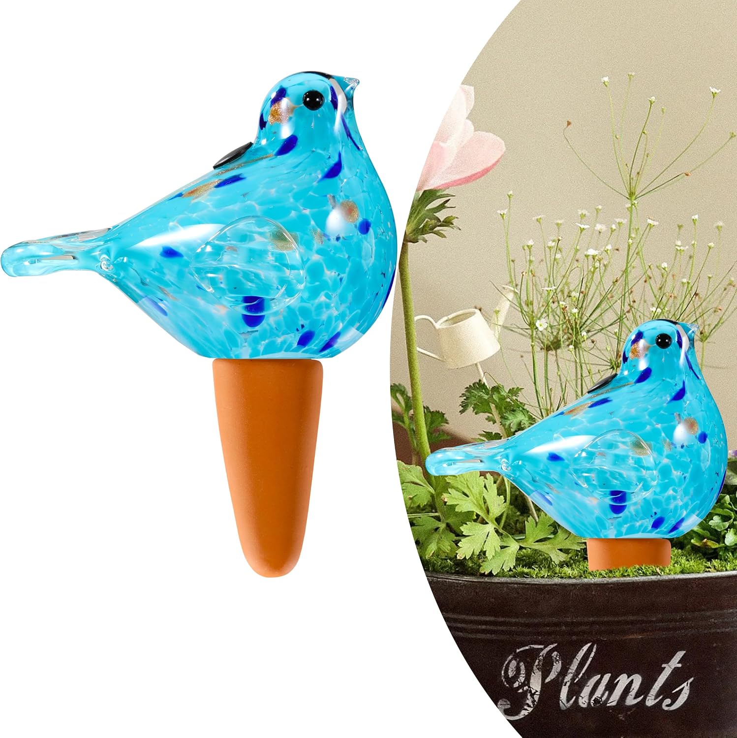 Glass Bird Shaped Plant Watering Ball Glass Automatic Watering Ball Flower Pot Insertion Spike Drip Irrigation Device