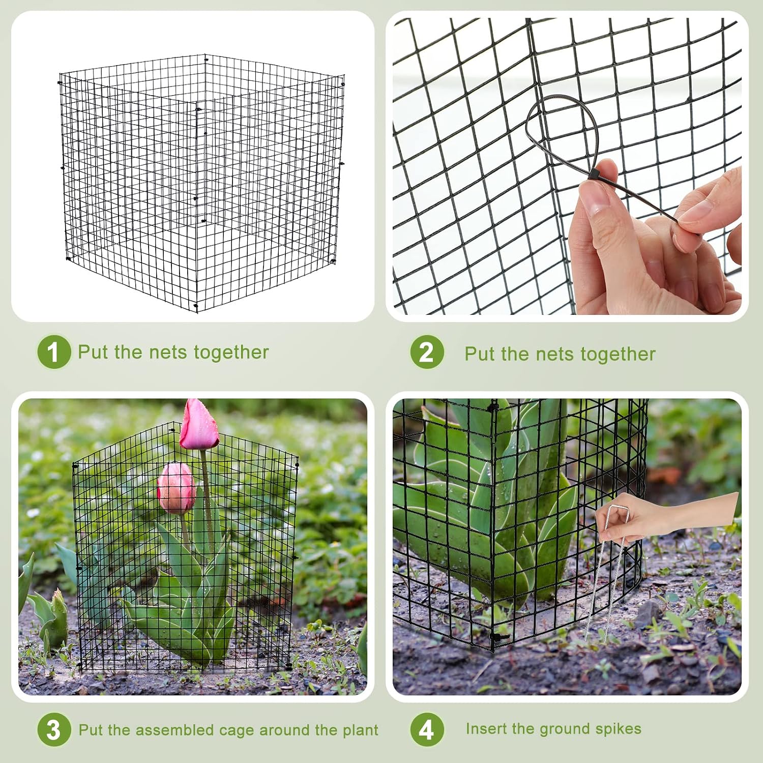 Zubebe 8 Pack Small Wire Plant Protectors Square Plant Protectors from Animals Mesh Cage Chicken Wire Cloche for Shrubs