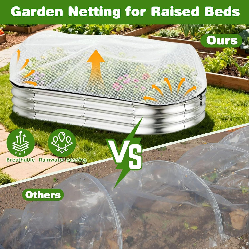 2 Pack Taller Garden Netting for 6x3FT Raised Beds with 10 Secured Clips | Ultra-Fine Mesh Plant Covers with