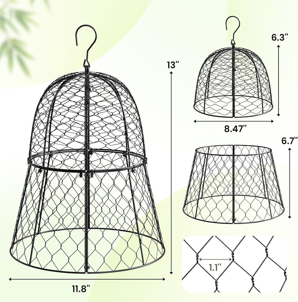 6 Pack Garden Cloche Plant Protectors from Animals, 13" x 11.8" Heavy Duty Chicken Wire Cloche, Adjustable Metal Wire