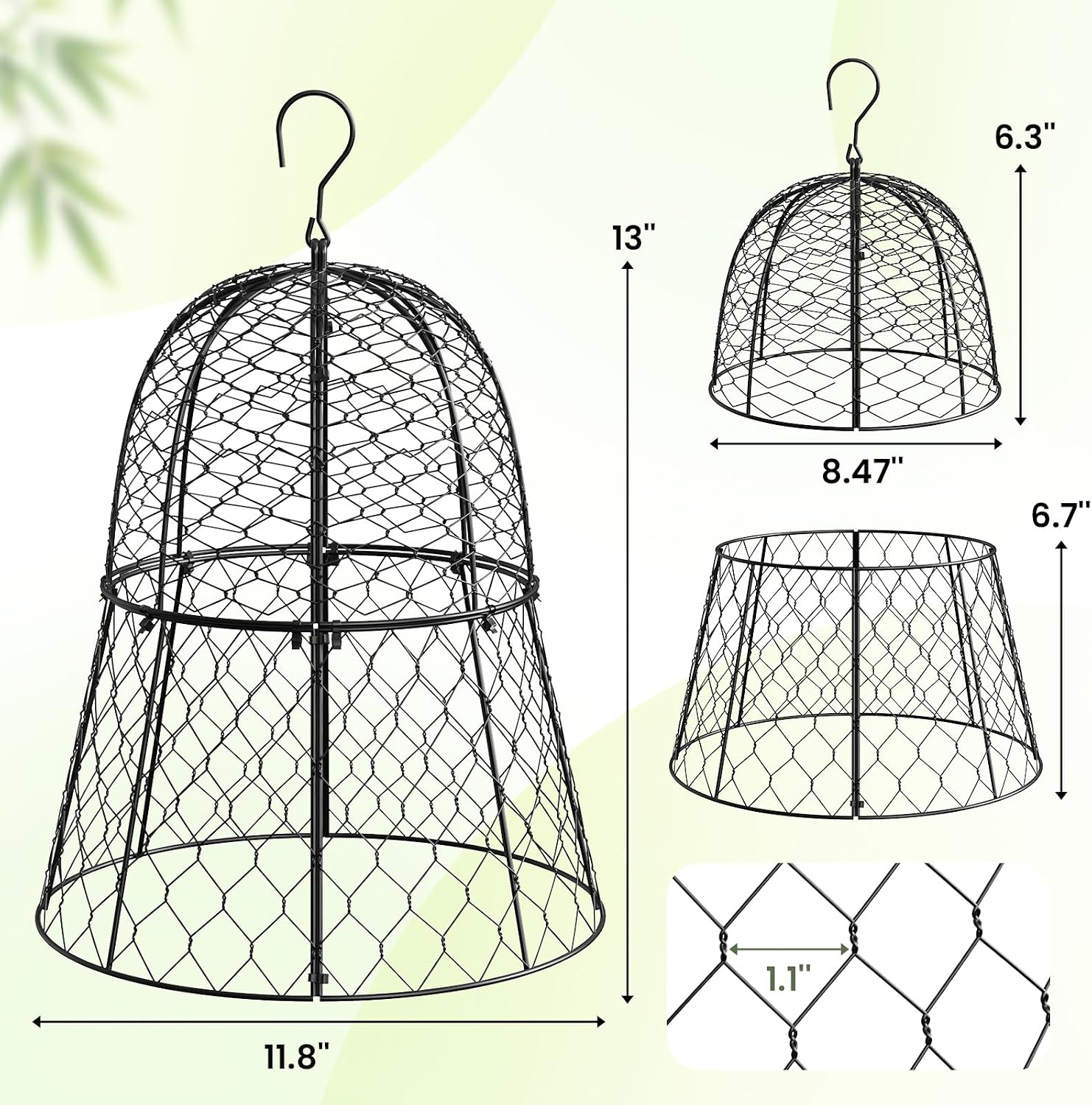 6 Pack Garden Cloche Plant Protectors from Animals, 13" x 11.8" Heavy Duty Chicken Wire Cloche, Adjustable Metal Wire