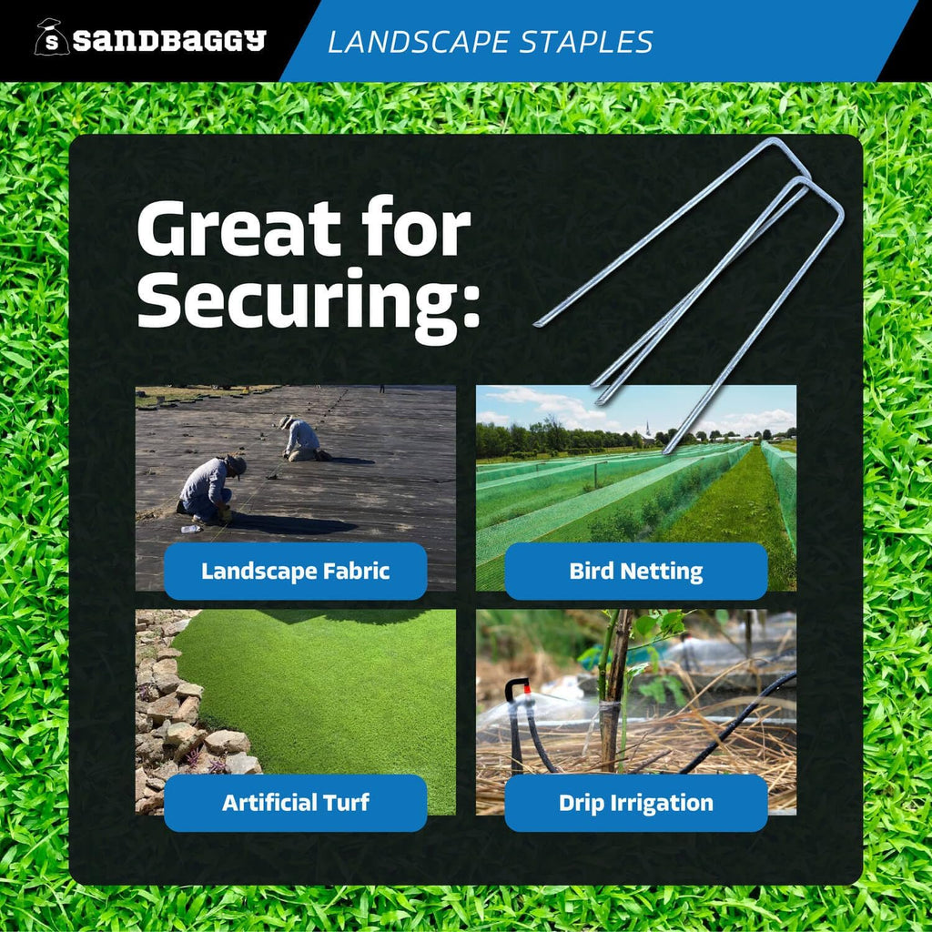 Sandbaggy 6 inch Landscape Sod Staples (8 Gauge Steel) | Great for Hard & Rocky Soil | 40% Thicker Than Standard 11