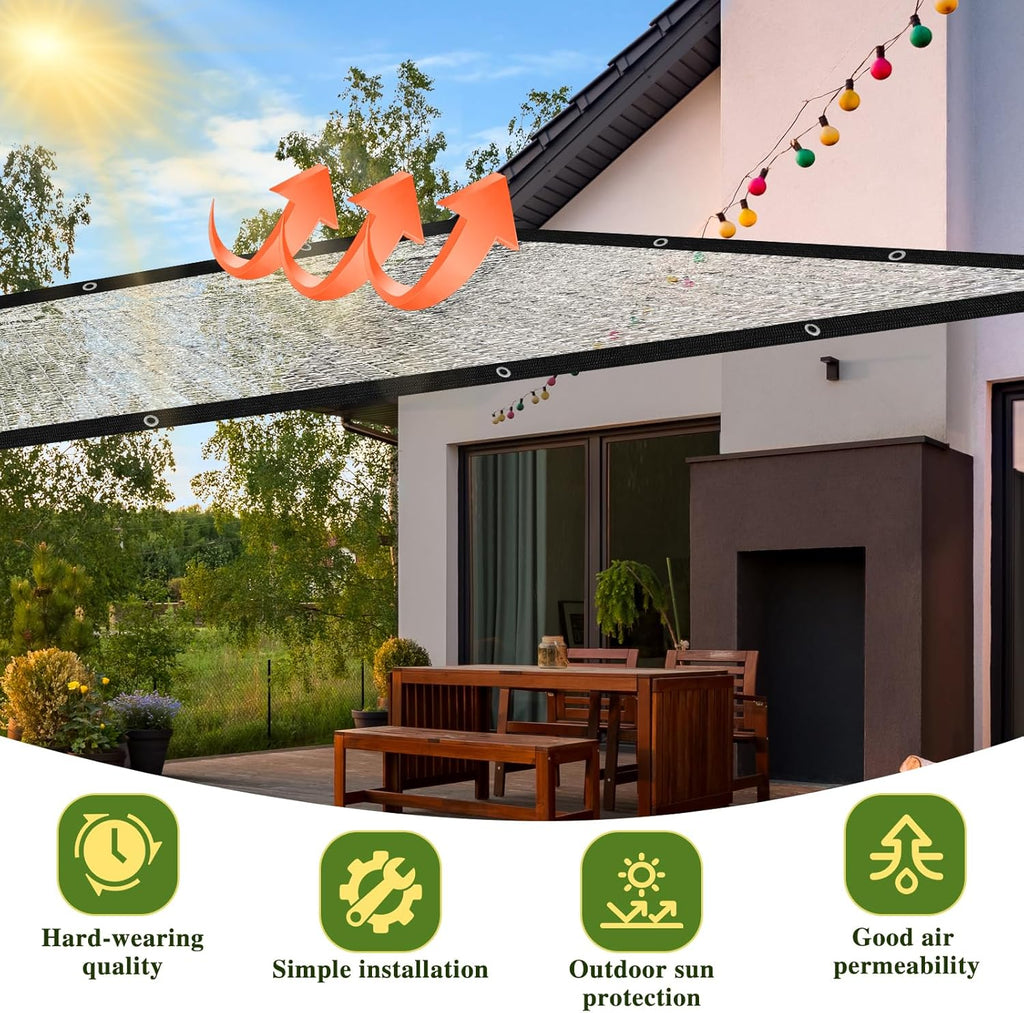 90% Aluminum Shade Cloth for Cars- Reflective Aluminium Shade Netting Sun Shade Cover with Grommets for Cars, Dogs