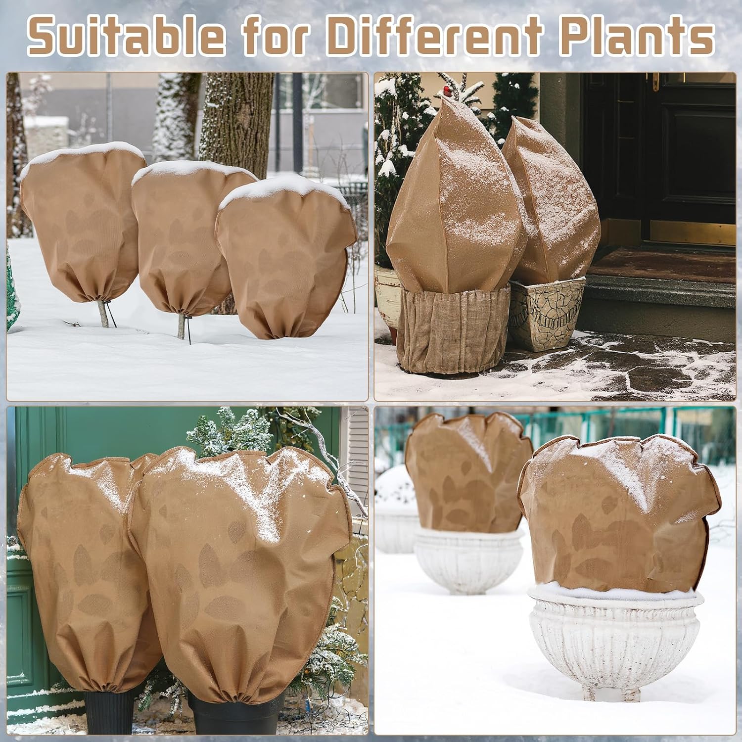12 Pcs Winter Plant Covers Freeze Protection Reusable Plant Protector Bag with Drawstring Warm Shrubs Cover Frost