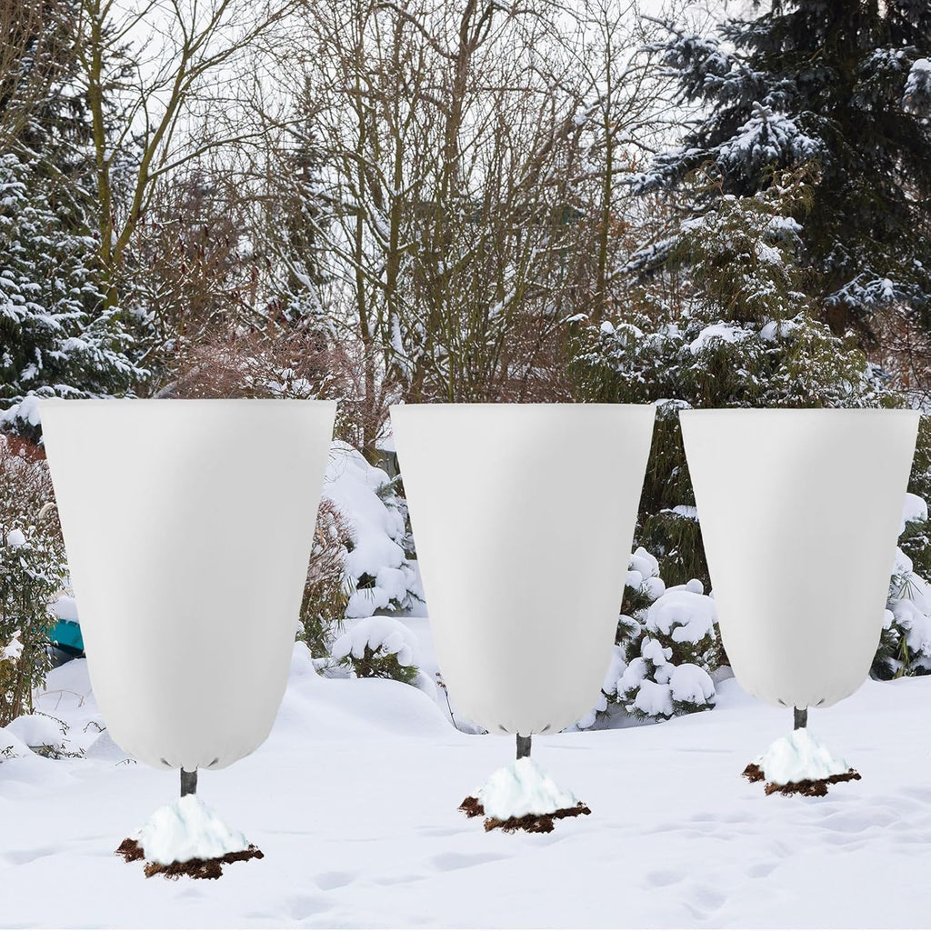 4 Pcs Plant Covers Freeze Protection 35.4" x 59" Winter Frost Blankets for Outdoor Plants with Zipper Drawstring Frost