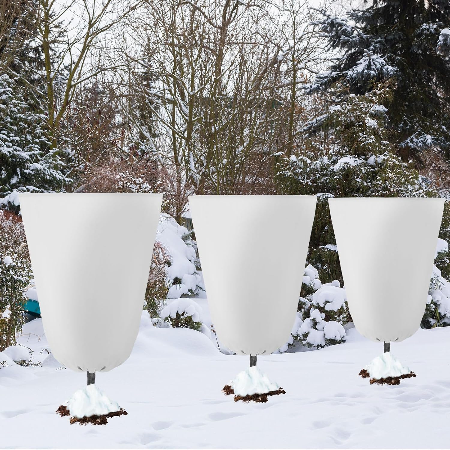 4 Pcs Plant Covers Freeze Protection 35.4" x 59" Winter Frost Blankets for Outdoor Plants with Zipper Drawstring Frost