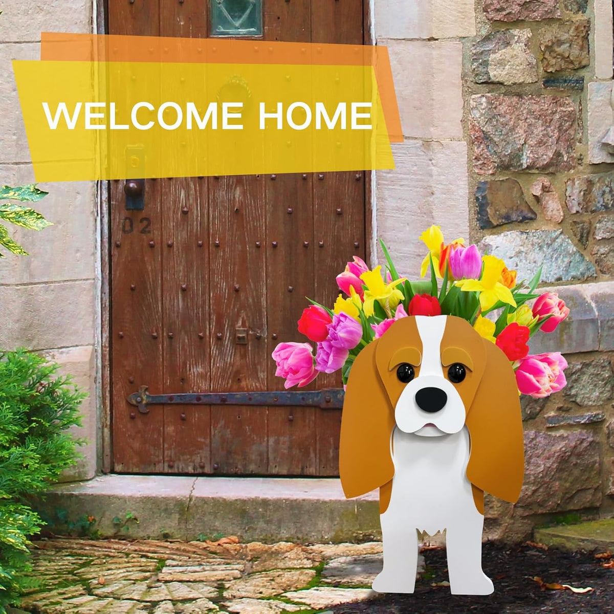 Brown King Cavalier Dog Planter Pots, Animal Shaped Flower Pot | Cute Plant Gift for Women and Pet Lovers, Indoor