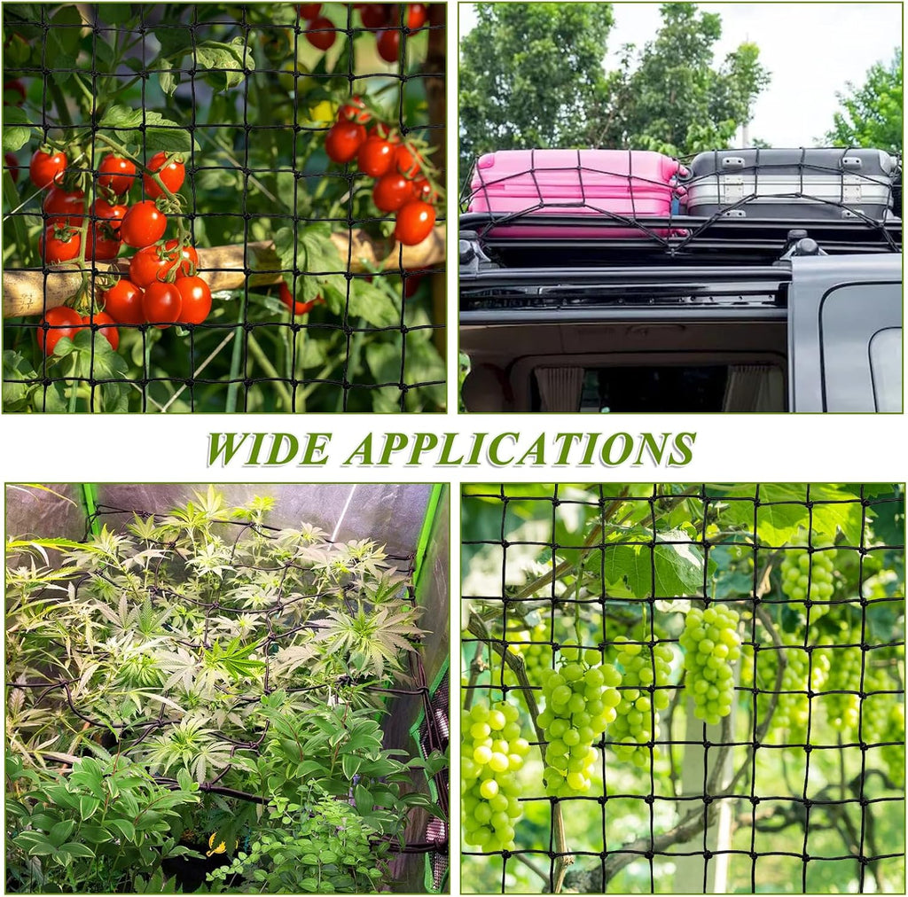 2 Pack 5x5 ft Elastic Trellis Netting for Grow Tent, Heavy Duty Plant Support Net with Steel Hooks and 100 Zip Ties