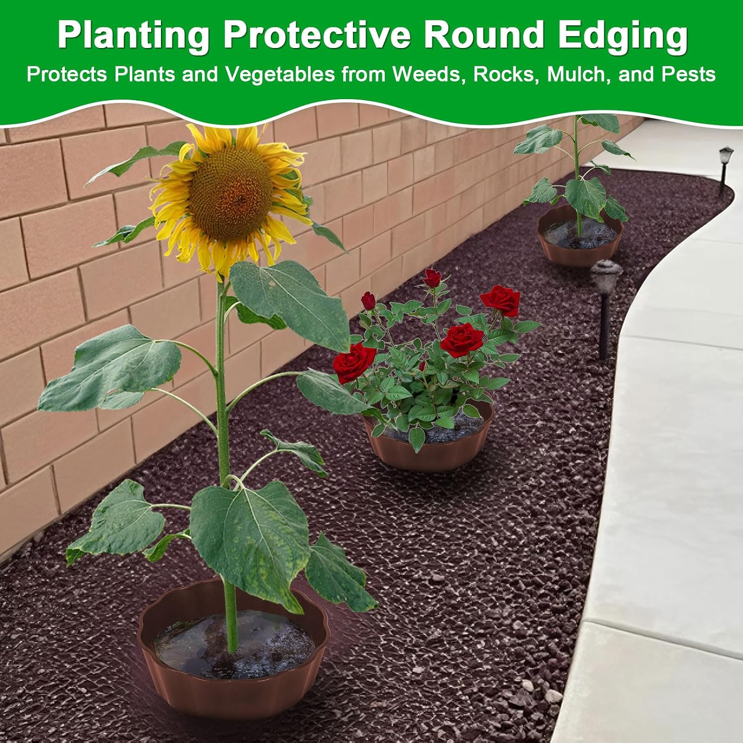 3 Pack of 12 Inch Planting Grow Rings, Planting Protective Round Garden Edging, Keeping Plants Separated, Weed Control