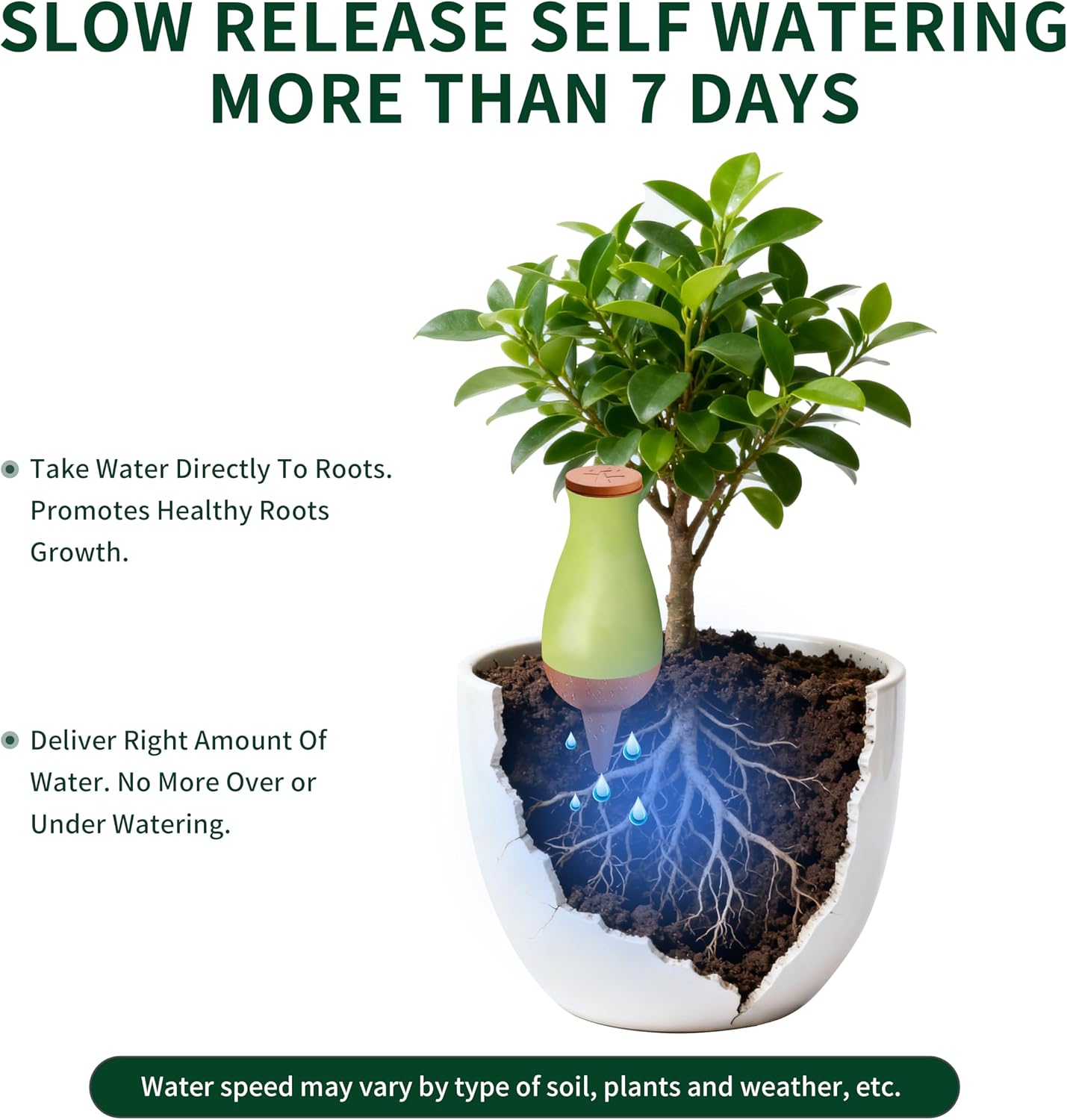 Soilagua 16 oz Drip Irrigation Stakes, Large Plant Watering Globes, Olla Pots Plant Watering Devices, Self Watering