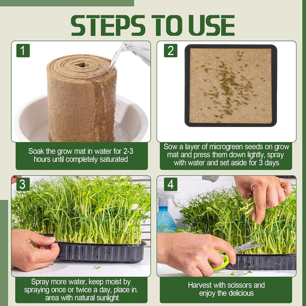 10" x 315" Microgreens Growing Mat Jute Fiber Grow Mats Extra Long Hydroponic Grow Pads for Wheatgrass Sprouts