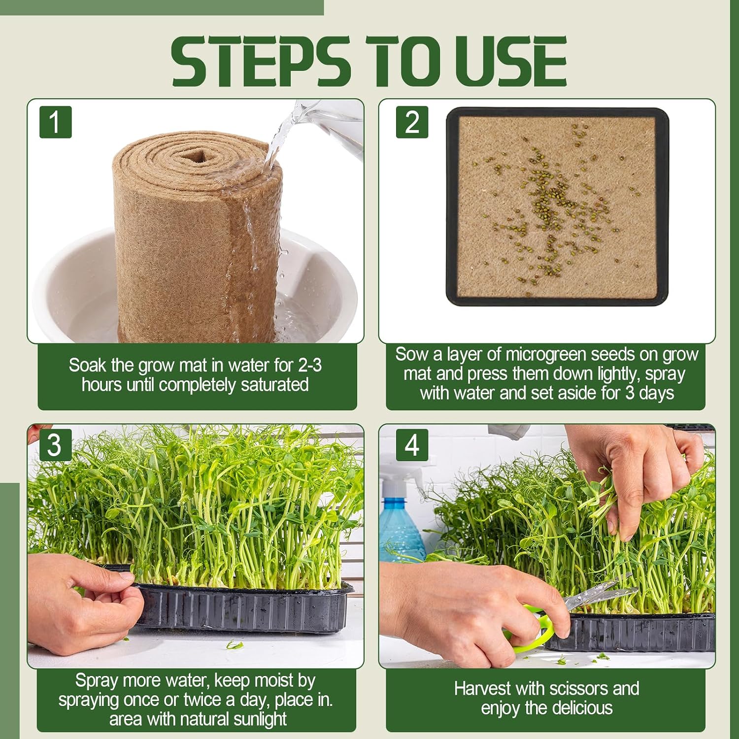 10" x 315" Microgreens Growing Mat Jute Fiber Grow Mats Extra Long Hydroponic Grow Pads for Wheatgrass Sprouts