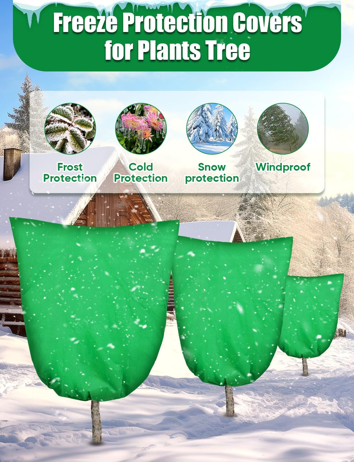 LCHUANG 2Pack Winter Plant Covers Freeze Protection - 71" x 63" Large Thickened Frost Blankets for Plants Fruit Tree