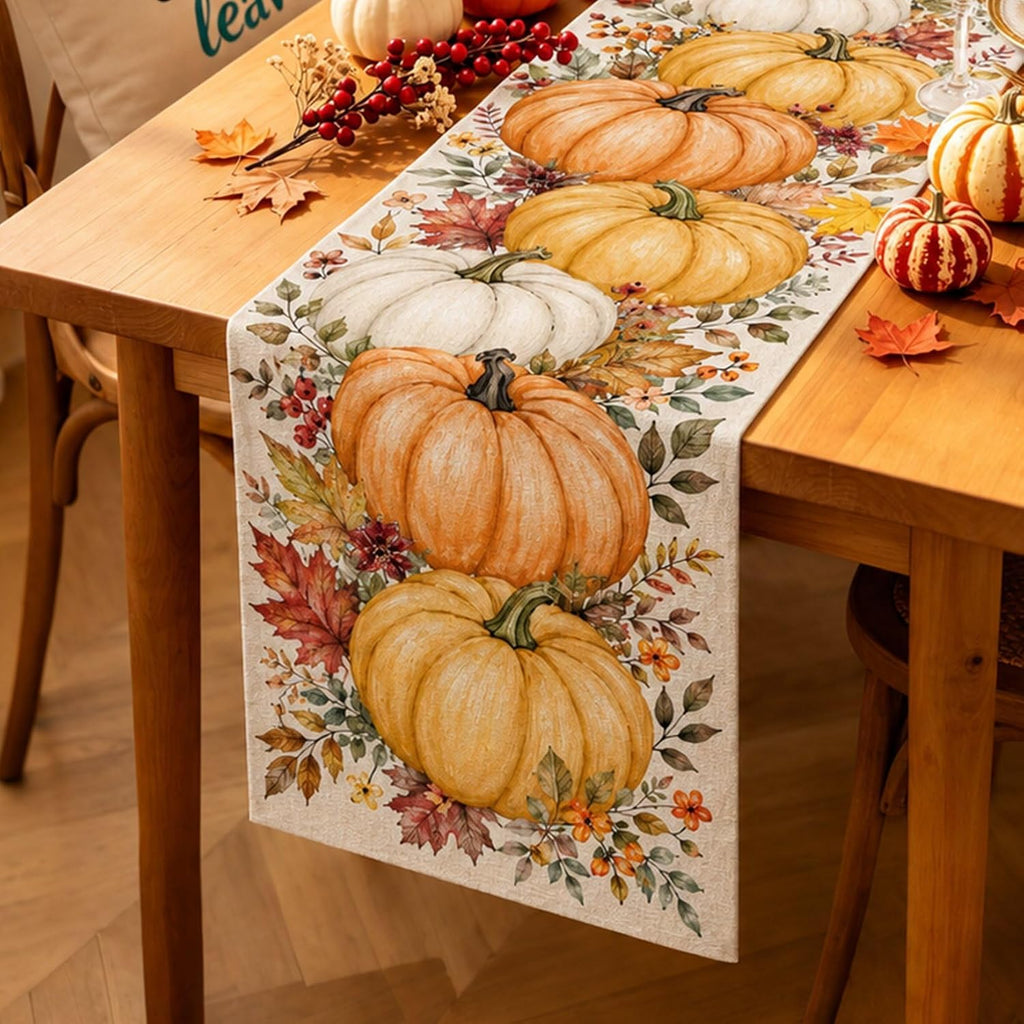 Artoid Mode Orange Pumpkin Leaves Fall Placemats Set of 4-12 x 18 Inch
