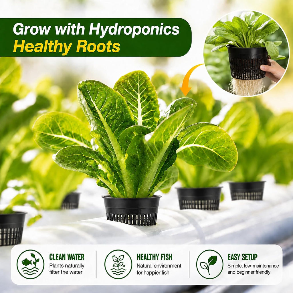 Net Cups Hydroponics 12 Pack, 6 Inch Mesh Pots with Wick Cord | Includes 12 Plant Labels and 30 Ft Wick Cord for