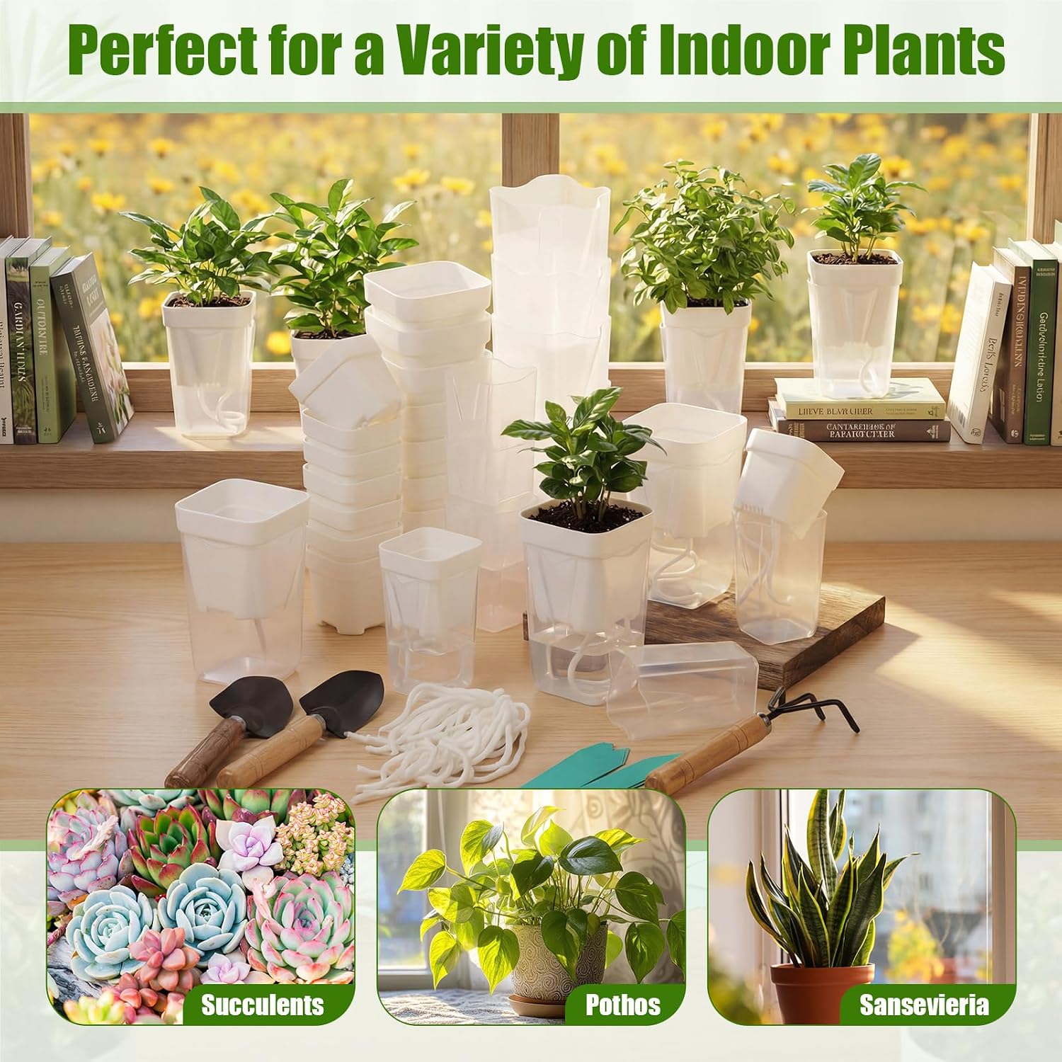 30 Pack 2" 2.5" Small Self Watering Pots for Indoor Plants Clear Mini Self Watering Plant Pot with Water Level Drainage