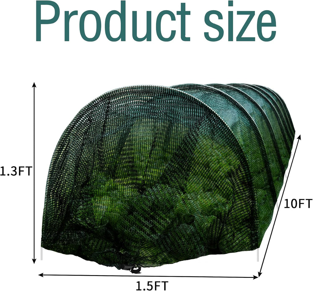 2 Pack Garden Tunnel Shade Net Cover - 10FT Shade Net Tunnel Plant Row Cover - Plant Gardening Net for Greenhouse