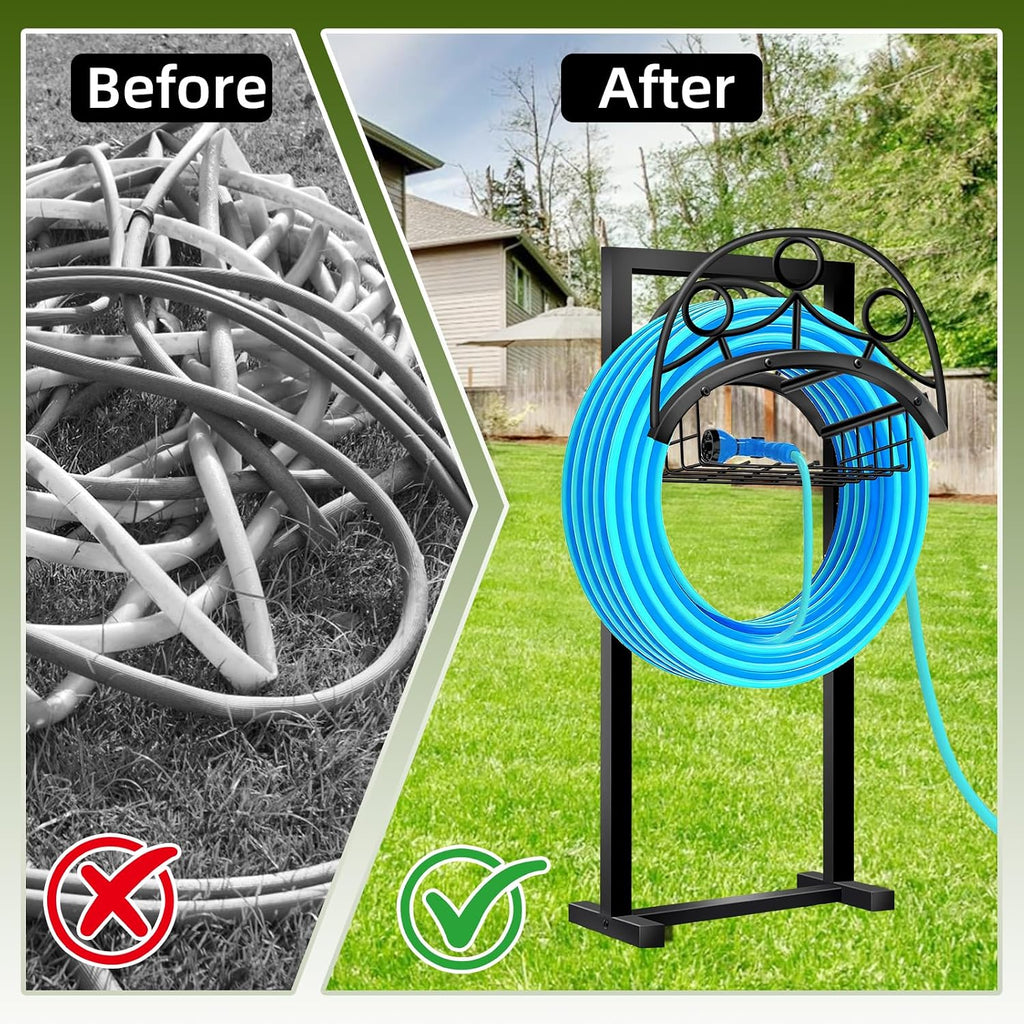 Garden Hose Holder – Detachable Water Hose Holders Stand, Holds 160-Feet Hose, Freestanding Metal Hose Storage Hanger