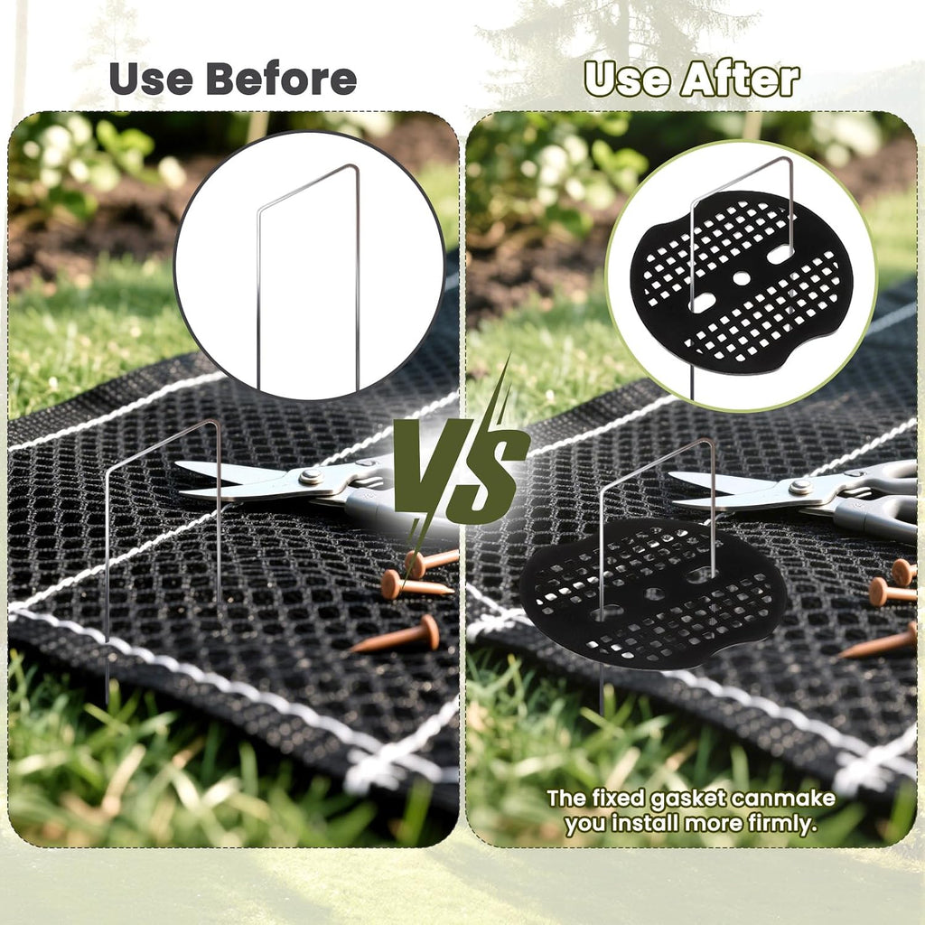300Pcs Garden Staples Plastic Buffer Washer, Landscape Staple Gasket, Barrier Staples Washer, Yard Pins Pad for Barrier