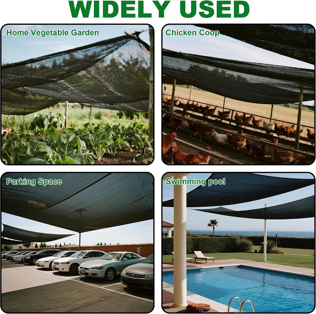 winemana 6x120 FT Outdoor Shade Cloth for Garden & Plants - 50% Large Black Mesh Tarp, UV Resistant Woven Shade Fabric