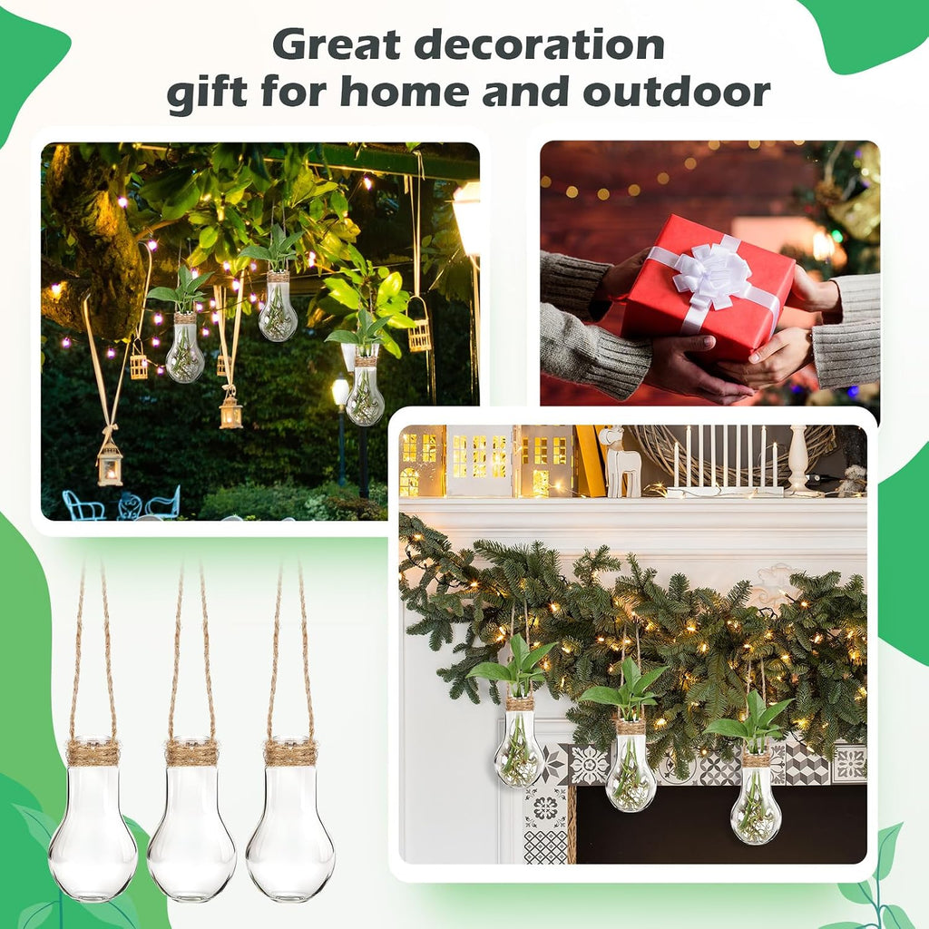 24 Pack Hanging Plant Propagation Stations 3.9 Inch Plastic Propagation Vases with Hooks and Cleaning Brush Clear