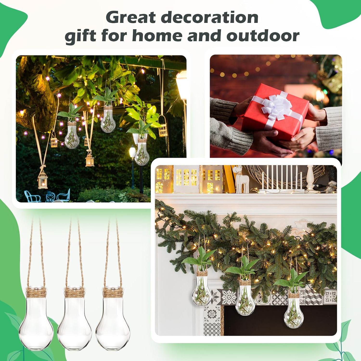 24 Pack Hanging Plant Propagation Stations 3.9 Inch Plastic Propagation Vases with Hooks and Cleaning Brush Clear
