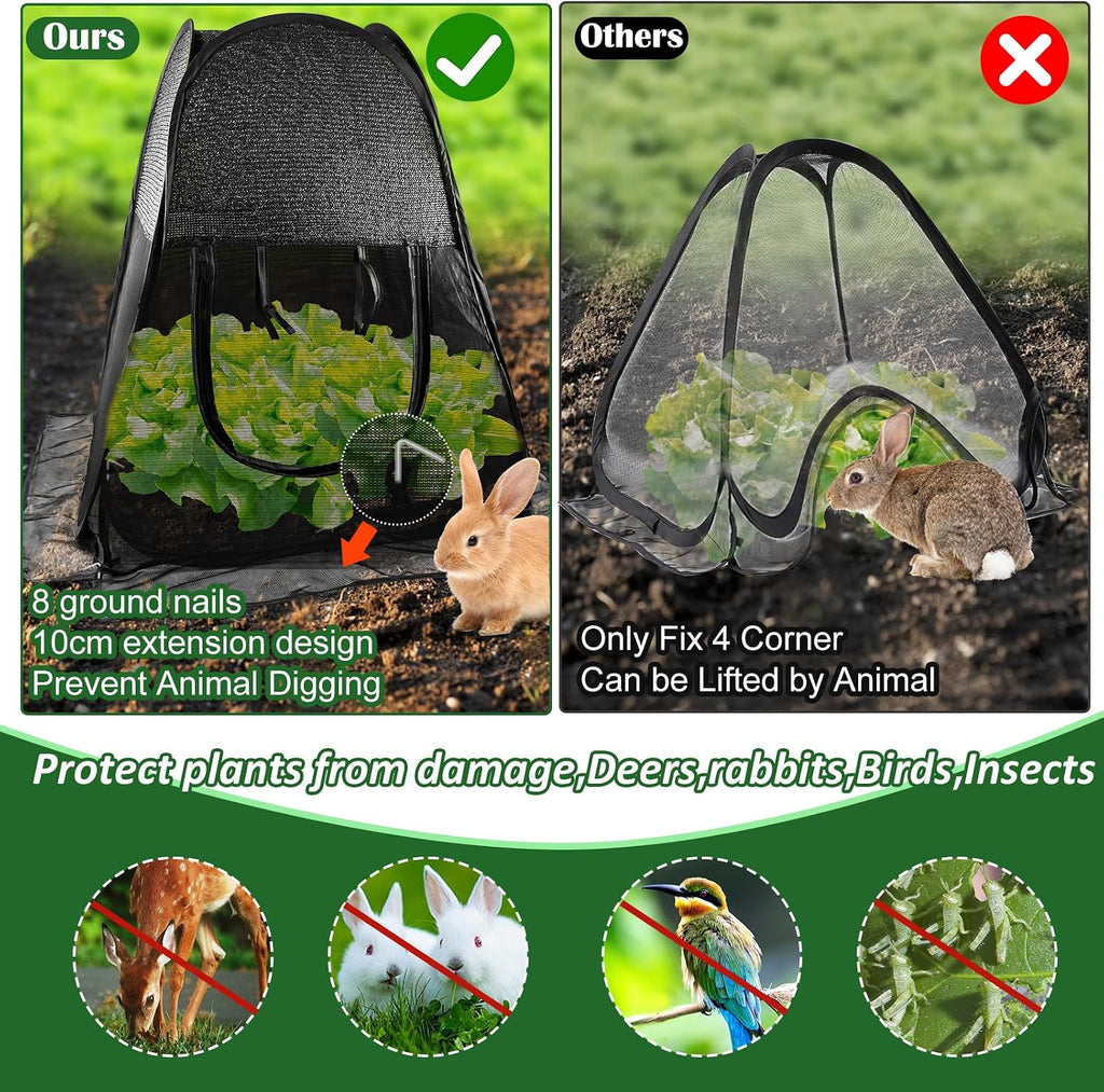 2pack Pop up Plant Shade Tent, Plant Shades for Outdoor Plants Mesh Plant Cover with 8 Stakes Pop up Sunblock Shade