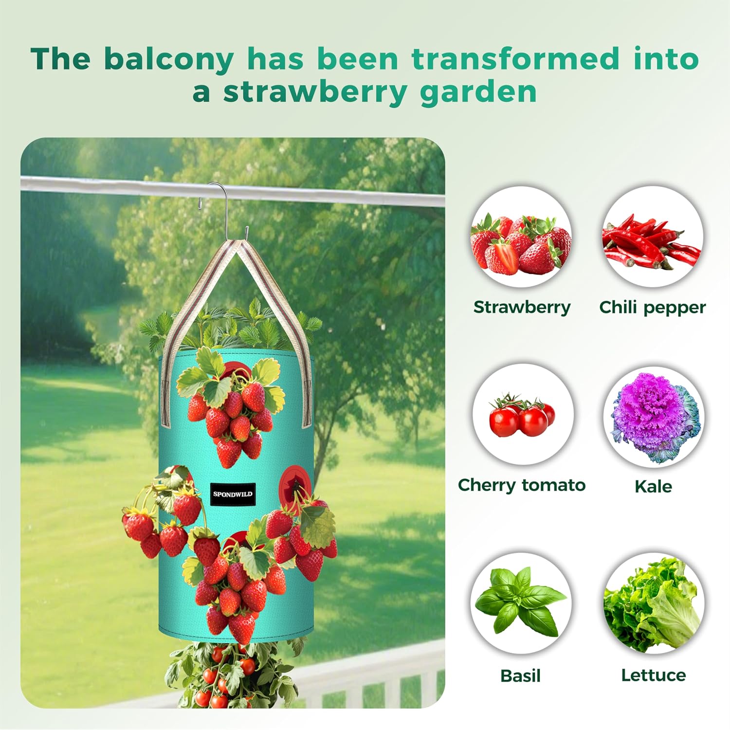 3 Pack 3 Gallon Hanging Strawberry Planter Bags for Tomatoes | Upside Down Tomato Planter with 2 Handles and Bottom