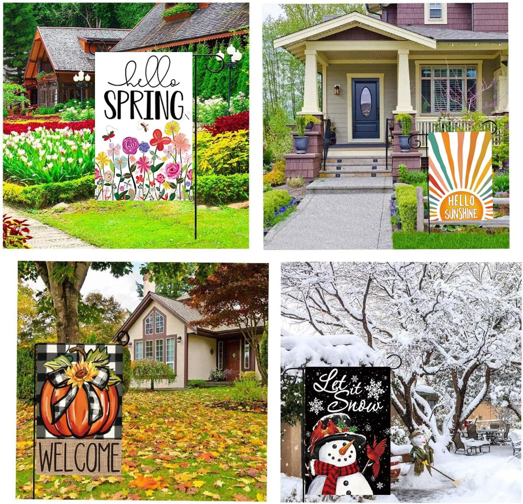 20 Pack Seasonal Garden Flags Set Double Sided 12x18 Inch Small Yard Flags, Holiday Seasonal Garden Flag for Outside
