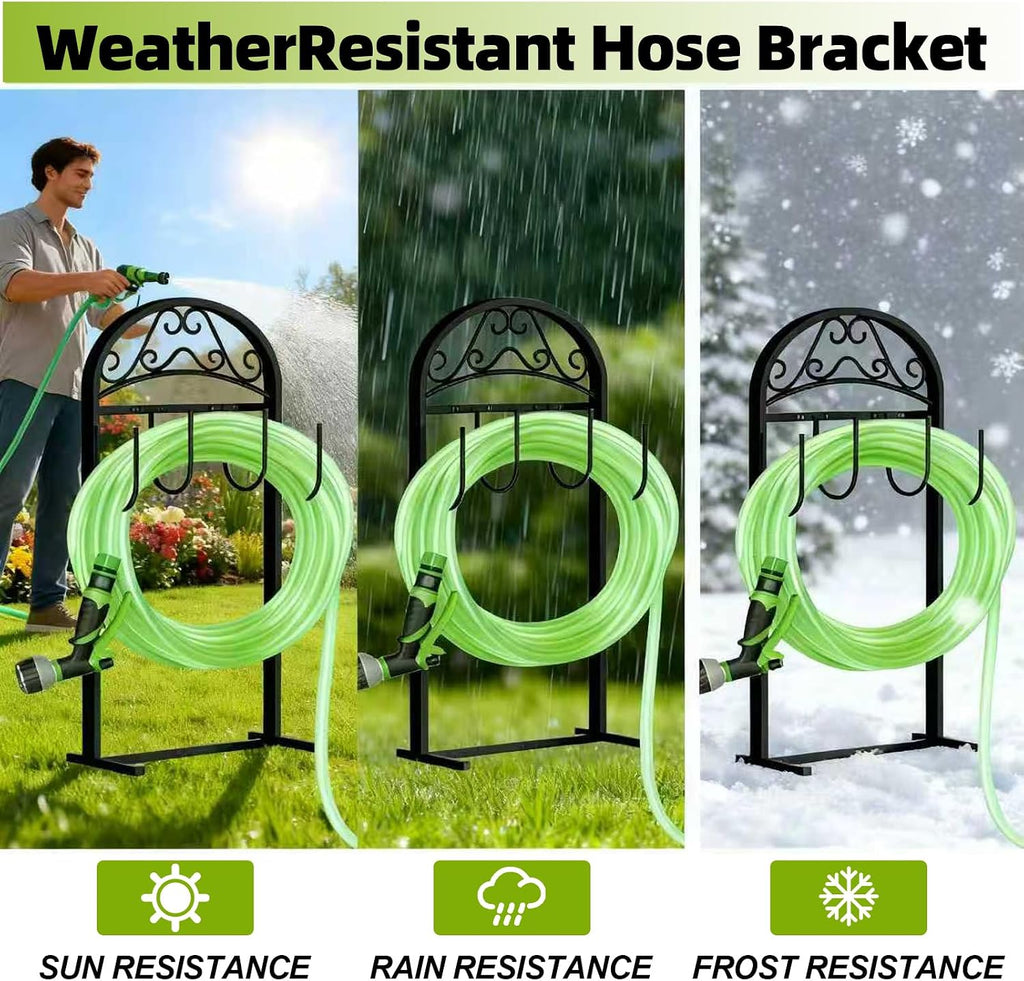 Garden Hose Holder，2Pack Freestanding Heavy Duty Hose Water Hose Reel Stand | Hose Holder with 4 Stabilizing Spikes