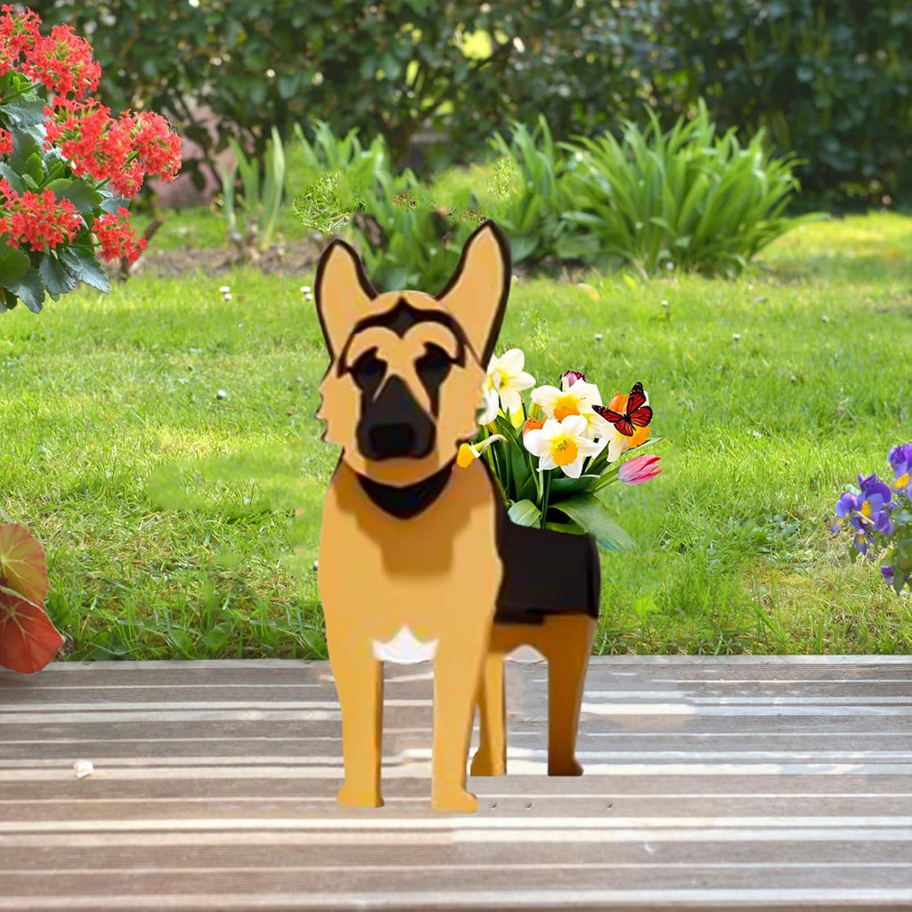 German Shepherd Dog Planter Pots, Animal Shaped Flower Pot | Large Cute Plant Gift for Women and Pet Lovers, Indoor