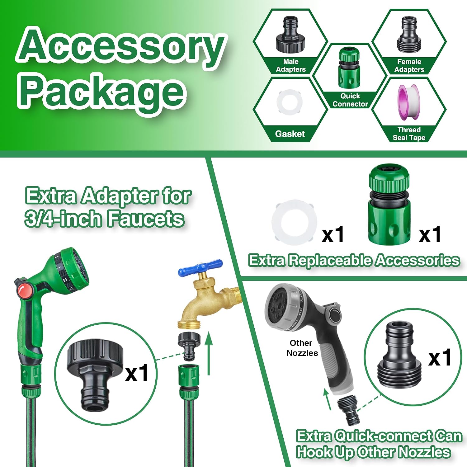 1/2" x 50FT Retractable Garden Hose Reel，With 10 Patterns Spray Nozzle，Portable Heavy Duty Garden Hose Holder for