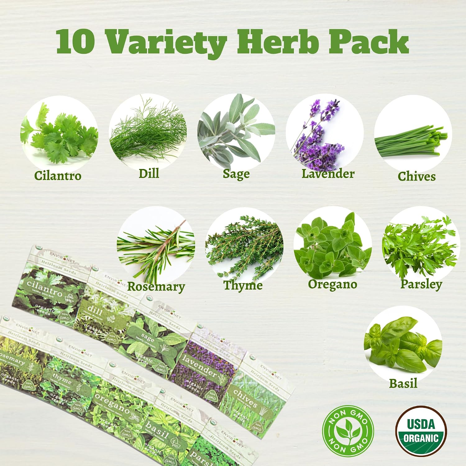 10 Indoor Herb Garden Kit- Burlap Pots, Organic Seeds, Herb Garden Planter Indoor Kit, Easy Window & Kitchen Herbs