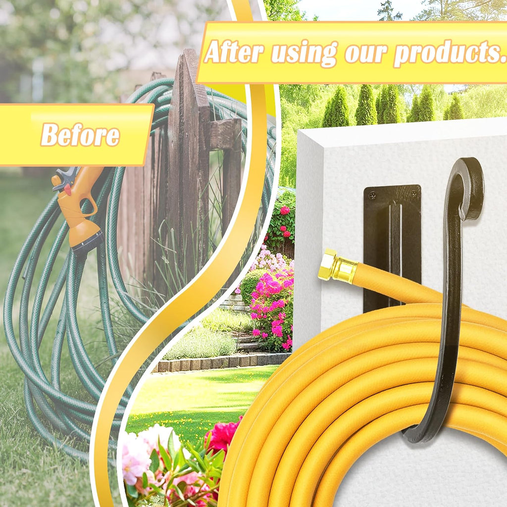 Hose Holders Wall Mount: 2PCs 8-Inch Heavy-Duty Garden Hose Hangers Outdoor | Metal Hand-forged Hose Racks Mount