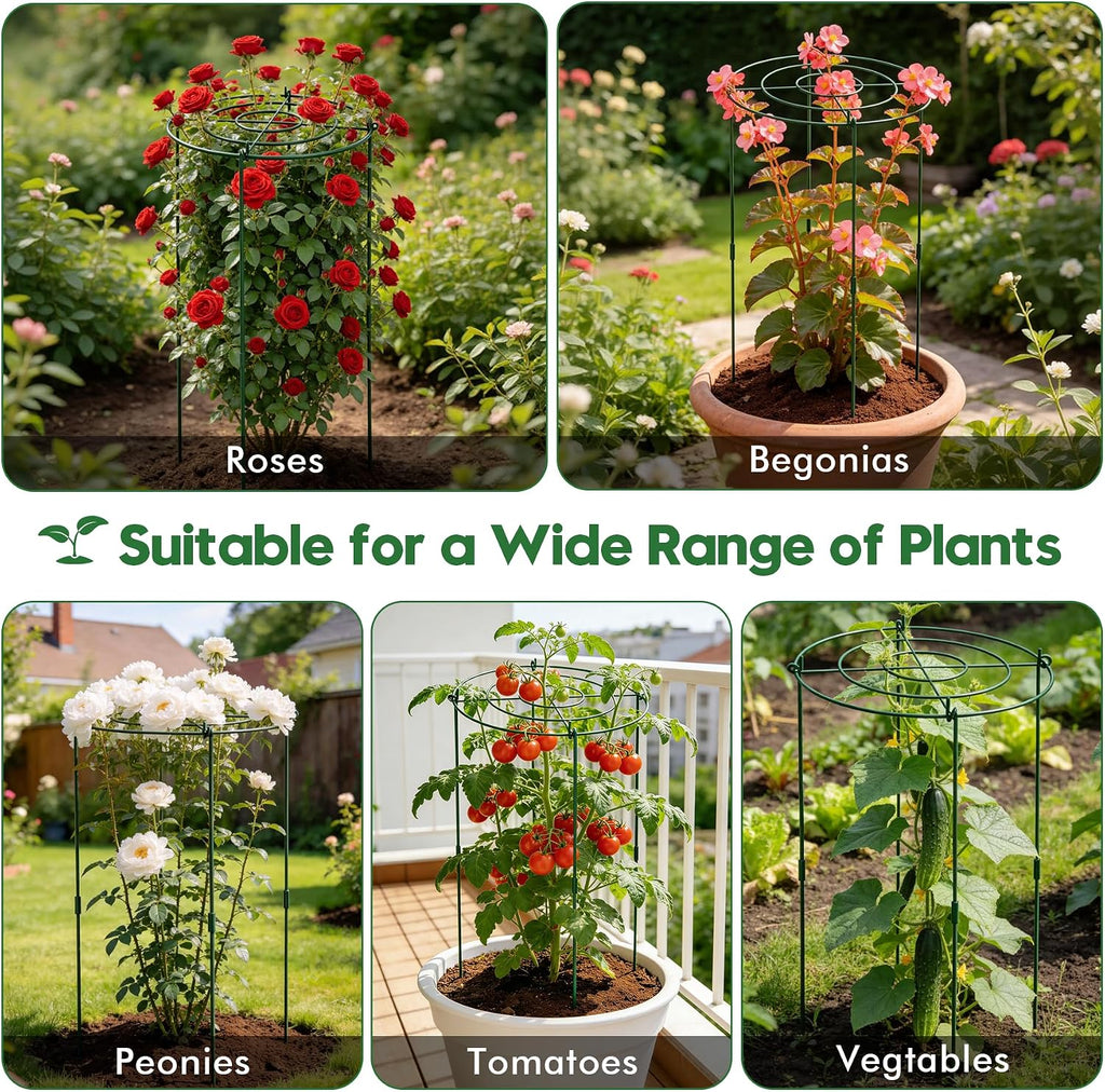 KEOHOLI 8 Pack 11.5" Dx24 H Pack Peony Cages Set Higher Peony Cages and Supports Heavy Duty Metal Plants Support Cage