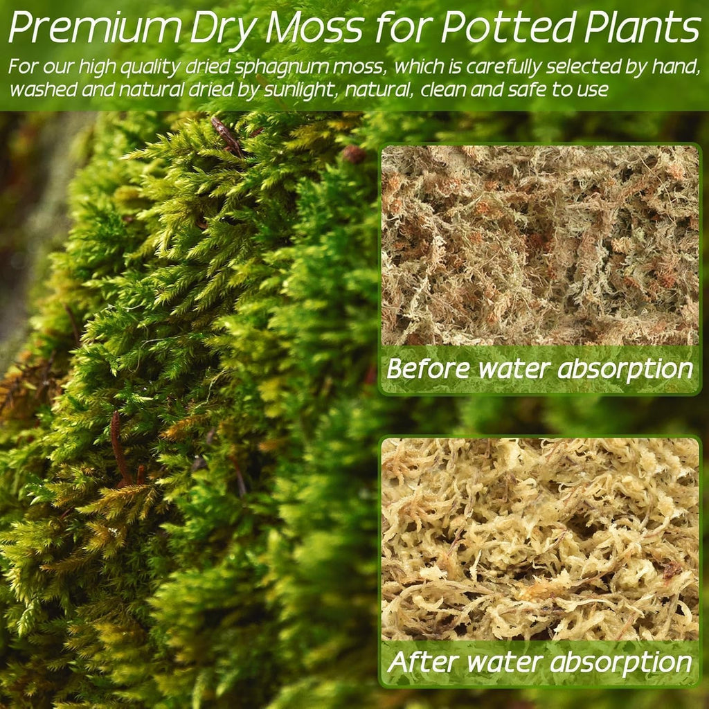 3.3 lb Premium Sphagnum Moss Bulk, Dried Long Fiber Orchid Sphagnum Peat Moss for Indoor Outdoor Plants, Carnivorous