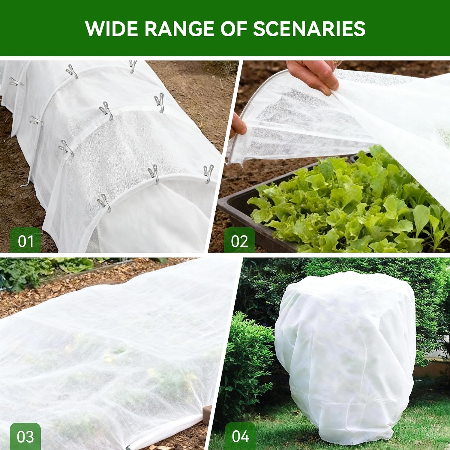 10 FT x 33 FT Plant Covers Freeze Protection kit - 1.8 oz/yd² Thickened Frost Cloths Blankets with Garden Row Cover