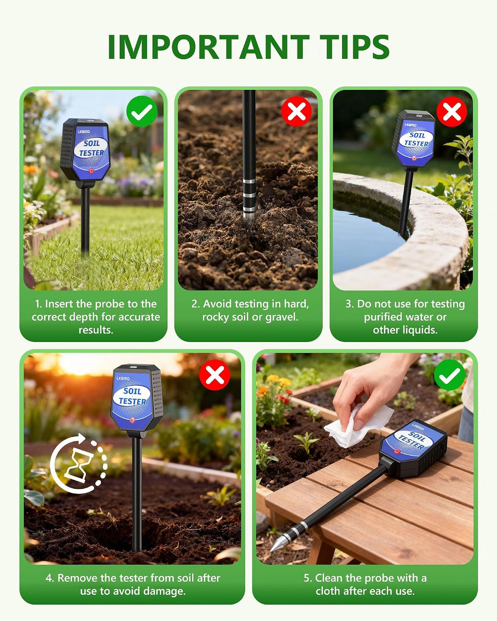8-in-1 Soil Tester with APP Monitoring, Soil Moisture pH Meter, Light, Salinity, Fertility, EC, Temperature, Humidity