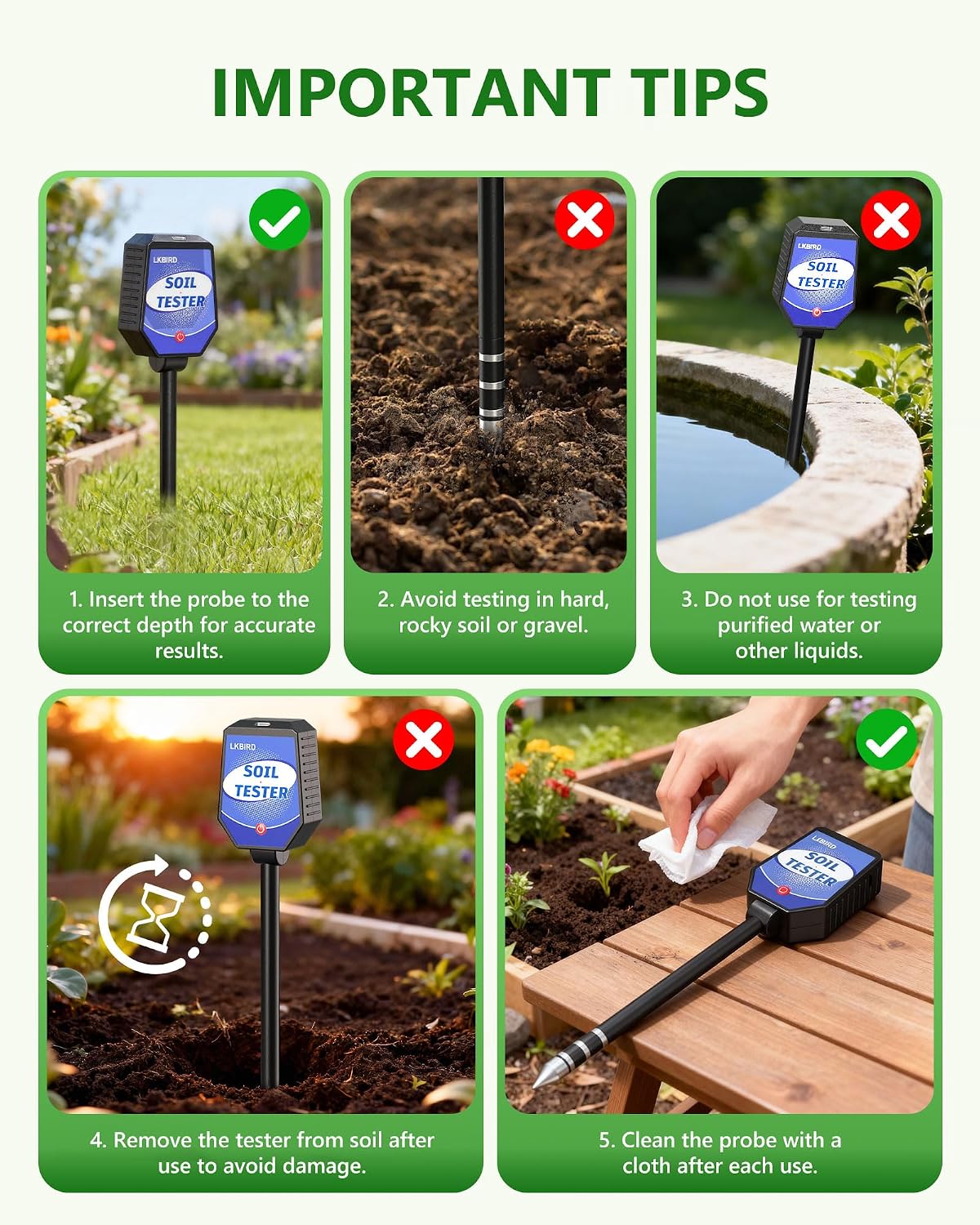 8-in-1 Soil Tester with APP Monitoring, Soil Moisture pH Meter, Light, Salinity, Fertility, EC, Temperature, Humidity