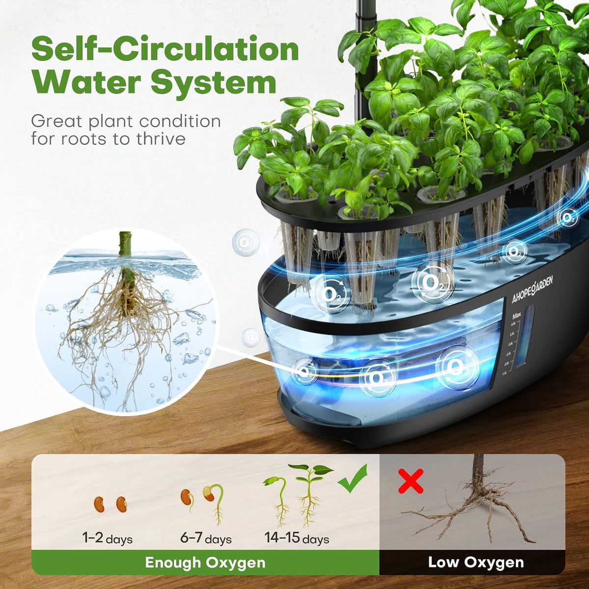 Hydroponics Growing System: 12 Pods Indoor Herb Garden with LED | Plant Germination Kit with LED Grow Light，Countertop