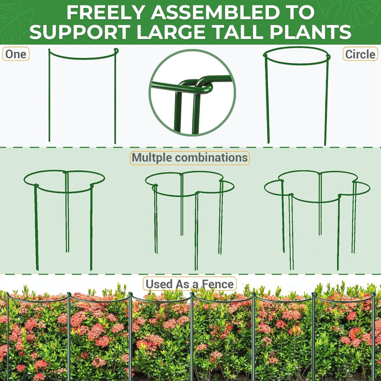 LEOBRO Plant Support Plant Stakes, 6pcs Peony Cages and Supports, Metal Garden Stakes Plant Supports, Plant Support