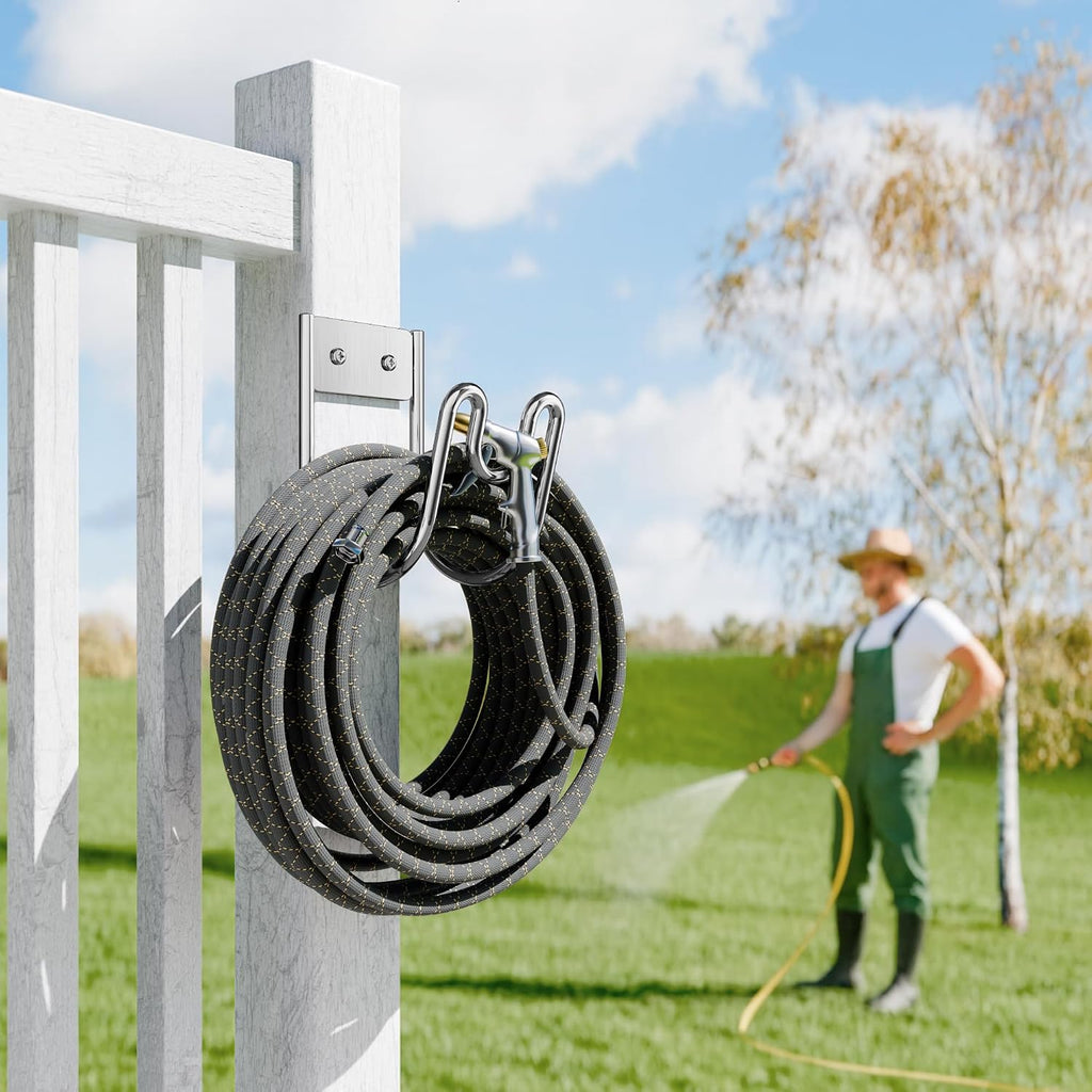 Garden Hose Holder Wall Mount - SS304 Stainless Steel Water Hose Hanger Heavy Duty Rack for Extension Cords Vacuum Hose