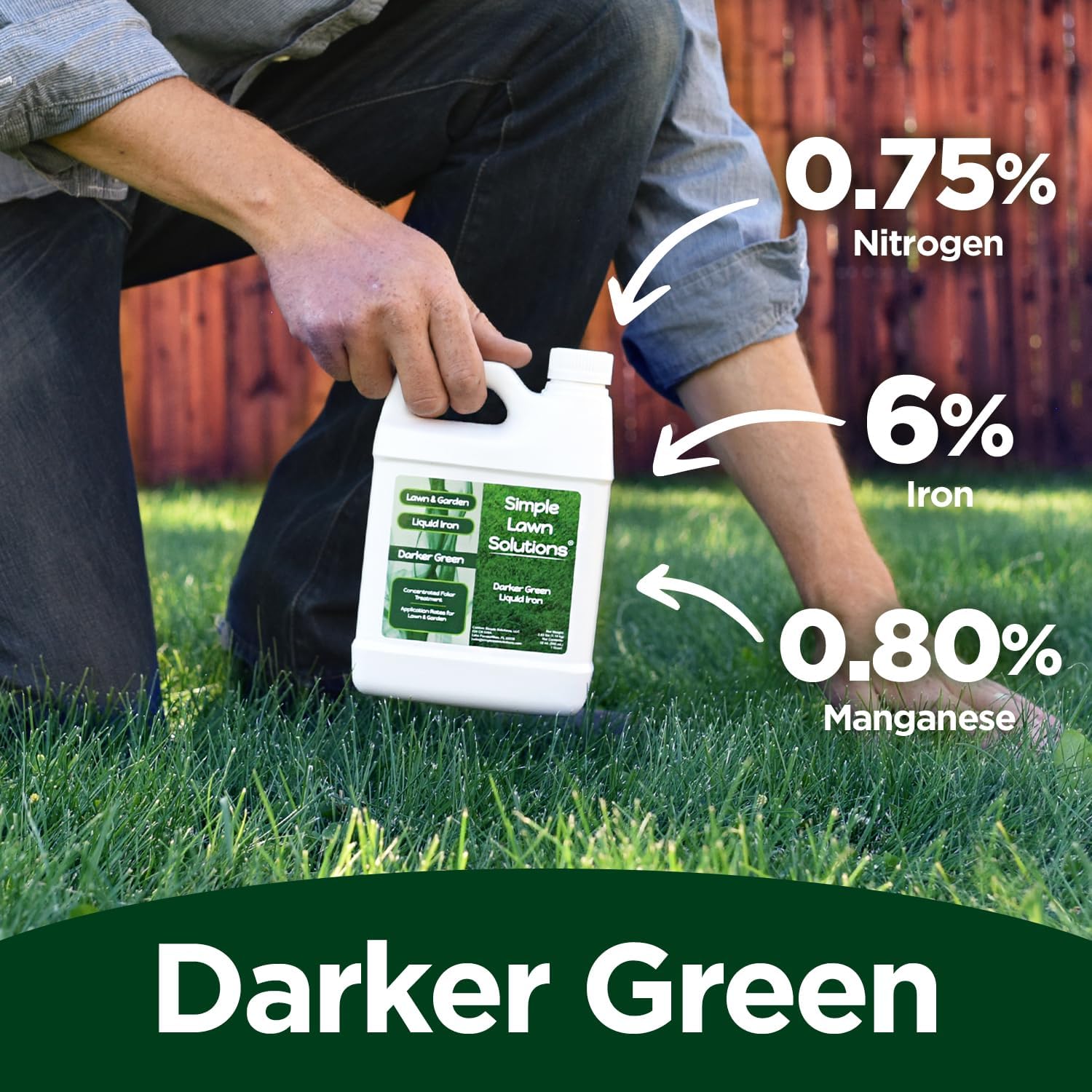 Simple Lawn Solutions - Liquid Iron Fertilizer Darker Green - Chelated Micronutrients - Concentrated Green Booster for