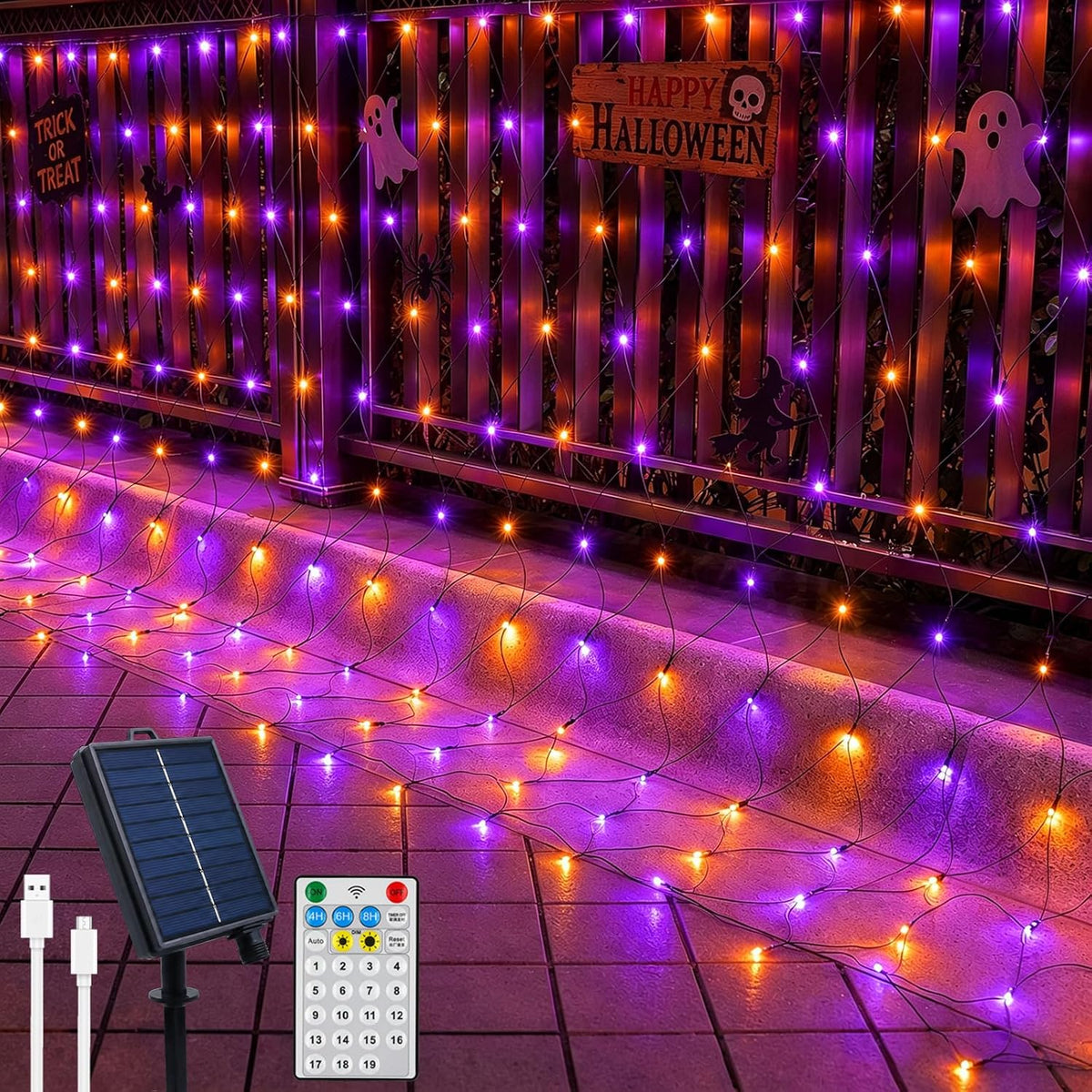 Hanging Window Lights, 48 LED Lights with Orange Pumpkin Shape