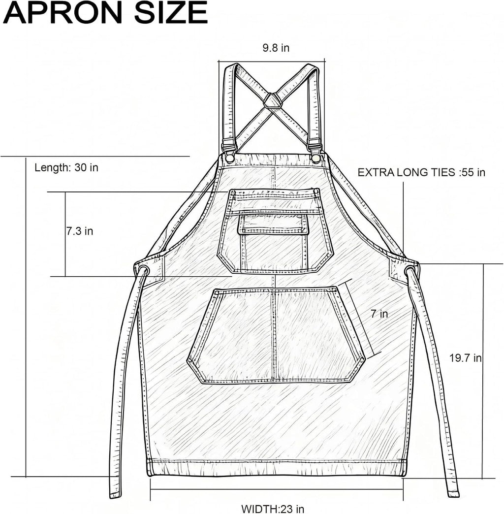 Denim Apron with Pockets for Hair Stylist Adjustable Straps Tool Apron Gardening Jean Work