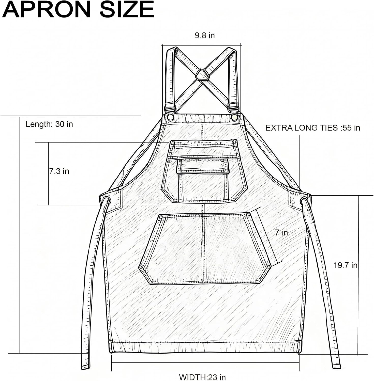 Denim Apron with Pockets for Hair Stylist Adjustable Straps Tool Apron Gardening Jean Work