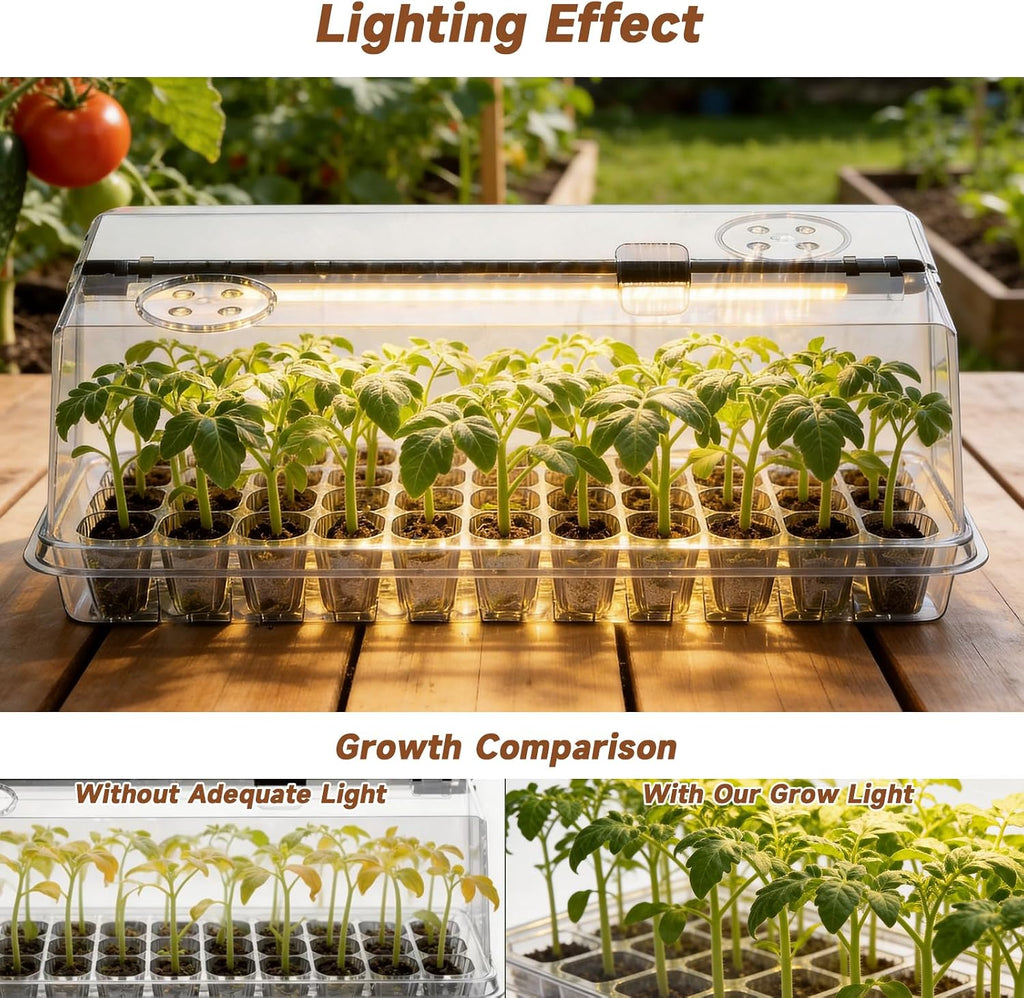 72 Cells Seed Starter Tray with Grow Light, Seed Starter Kit Full Spectrum with 5 Dimmable Brightness & Timer, Indoor