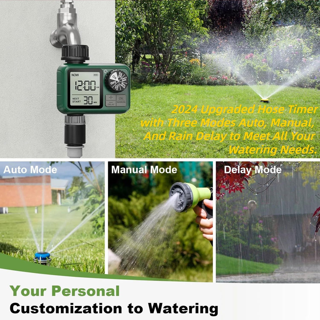 Water Timer for Outdoor Garden Hose, Sprinkler Timer for Garden | Faucet with Auto/Manual/Rain Delay Mode, Sprinkler